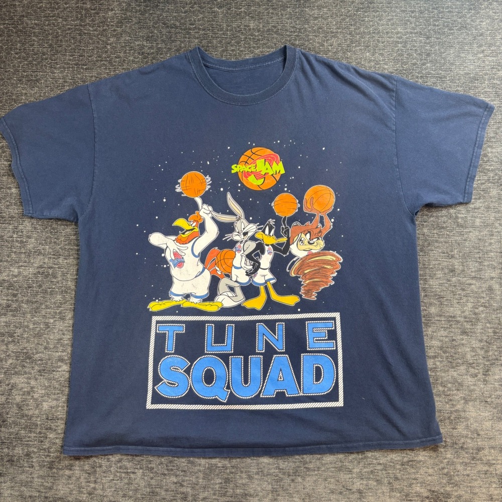 Space Jam Tune Squad Graphic T-Shirt Navy Blue Looney Tunes Mens XXL Y2K